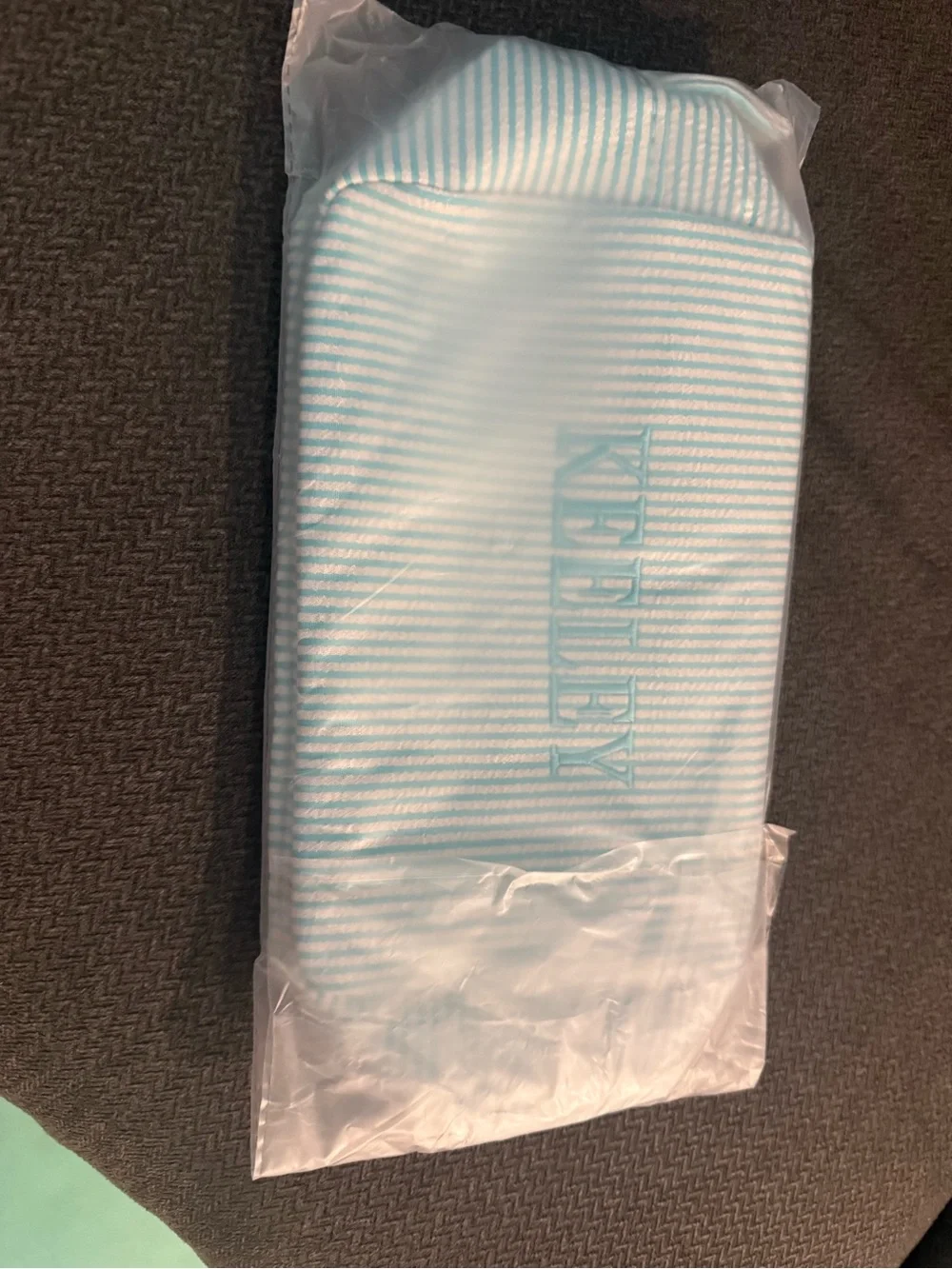 Keeley Personalized Blue Stripe Cosmetic Pouch